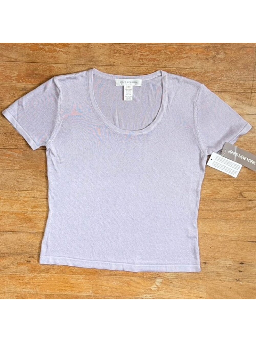 Vintage Lavender Purple Knit Rayon Top Womens Size Small 90s Blouse Shirt Scoop
